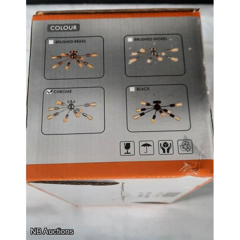 VINLUZ 8-Light Sputnik Chandelier Chrome Ceiling Light Industrial Pendant Lights Modern Chandelier Light*New*- Listing C1R3-04