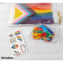 34pc Rainbow Pride Stick Flag Wrist Band & Stickers- Listing #B4ARKJ
