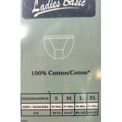 Ladies Basic Bikini Brief 3 Pairs 100% Cotton (XL-Black) - Listing B004