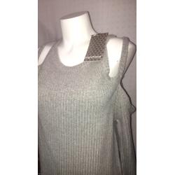 exgirlfriend Ribbed Off Shoulder Pullover (Grey-L) - Listing B691