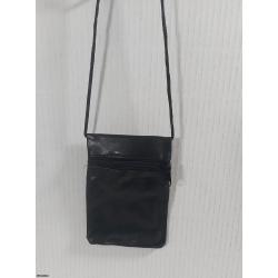 Cross Body Mini Leather Purse w Adjustable Shoulder Strap (3 Zippers/Black) -  Listing BMPBK