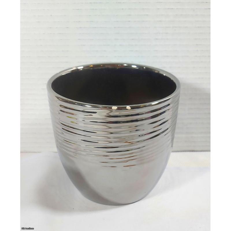 Silver Plant Pot (New with Minor Chips on Rim/See Photos) -  Listing C1R3-08