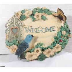 Motioned Sensor Welcome Oval Plaque "Bird Chirping" 7"w x 6"t -  Listing C2R1-09