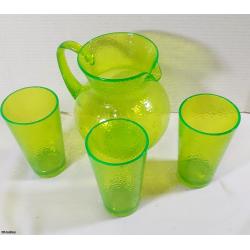 4pc Hammered Plastic Juice Jug Set (Lime Green) - Listing C2R4-09