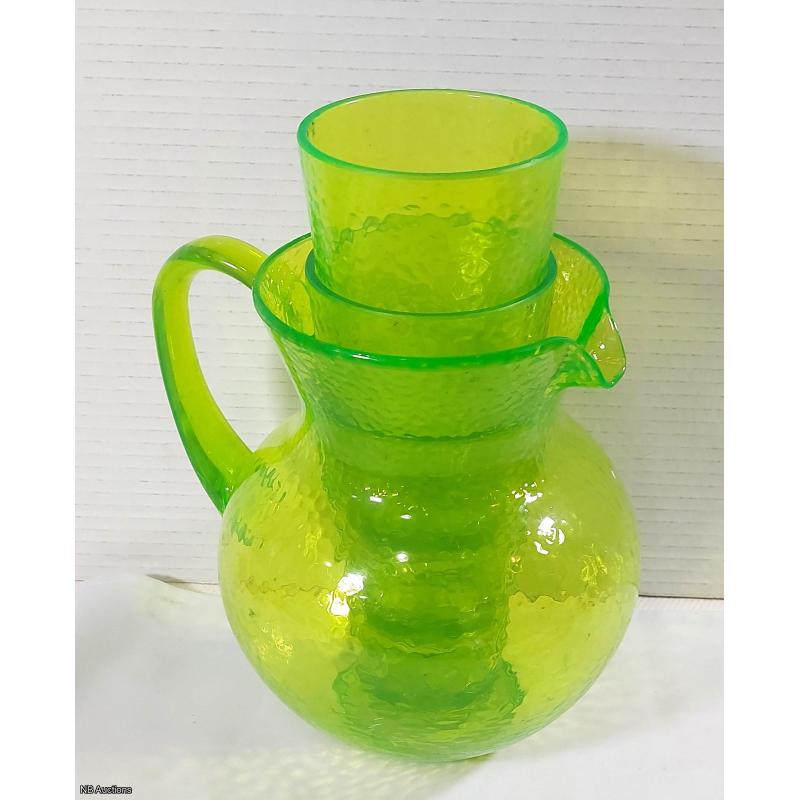 4pc Hammered Plastic Juice Jug Set (Lime Green) - Listing C2R4-09