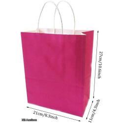 Gift Bags Bulk, 25Pcs Kraft Paper Bags with Handles, Recycled Paper Bags, Merchandise Bags, Retail Bags, Party Bags (Rose, 8.3x4.3x10.6inch) Listing #B8NZ