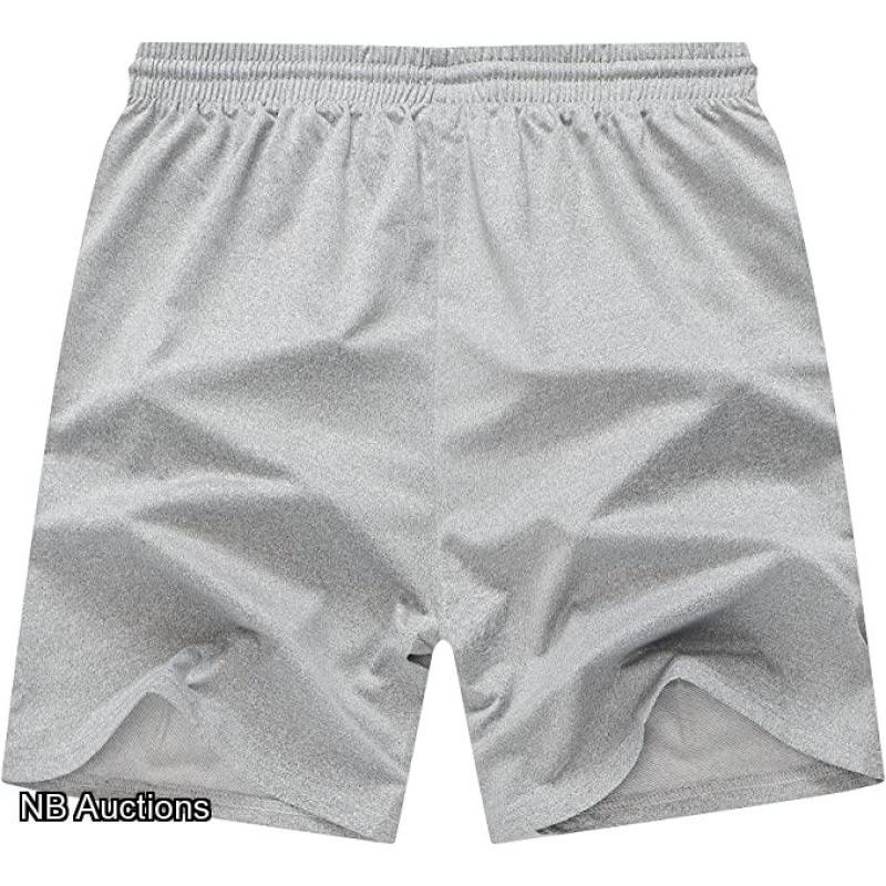 KAMINAM Mens Sports Shorts with Zipper Pockets Athletic Workout Shorts Casual Fit Sweat Shorts  4XL - Listing #B031