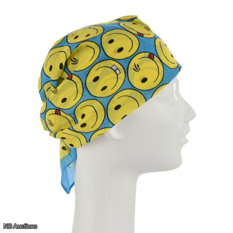 Zoran Cotton Bandana Blue & Yellow Smiley Faces - Listing B396